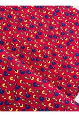 Ribfluweel roze met vogeltjes vintage