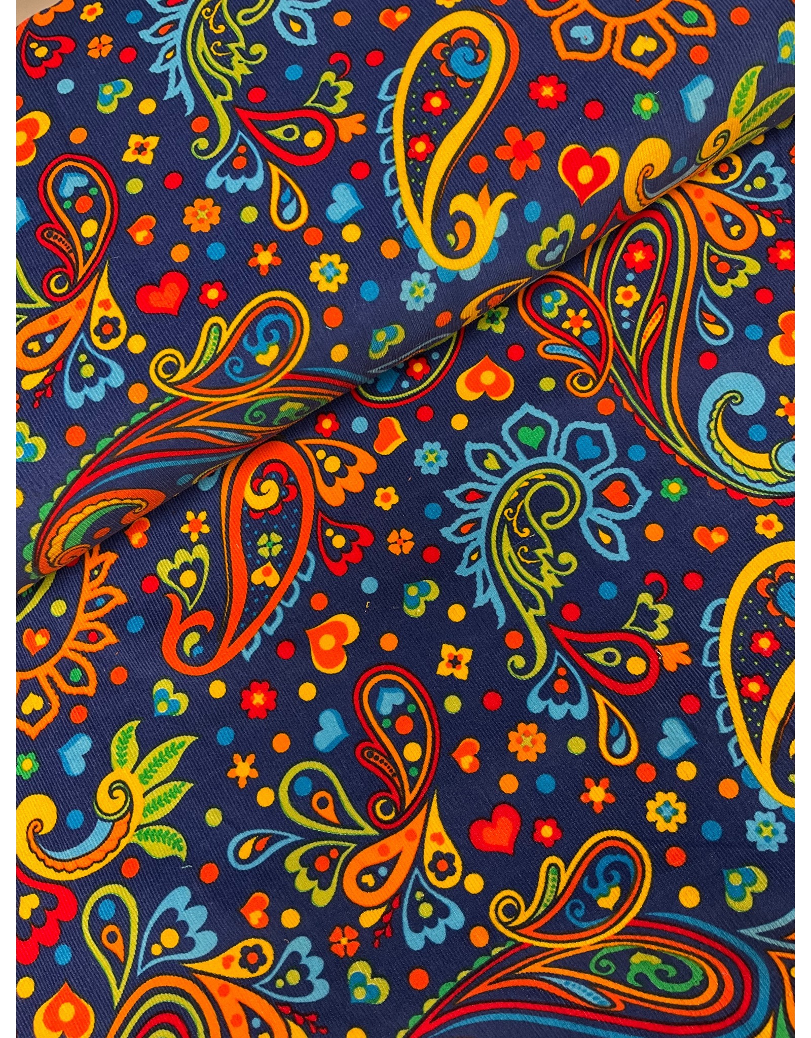 Fijne ribfluweel blauw kleuren