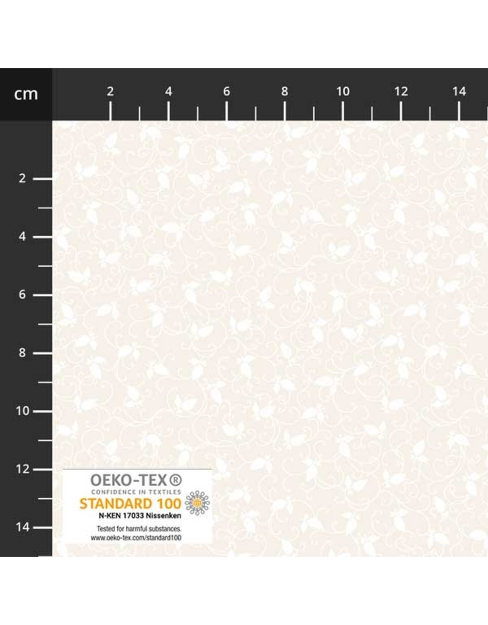 Stoffabrics Stof 100% katoen beige-wit motief (OEKO-TEX)