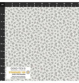 Stoffabrics Stof 100% katoen bloemetjes grijs (OEKO-TEX)