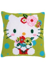 Vervaco Kruissteekpakket Kussen Hello Kitty Green Floral