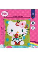 Vervaco Kruissteekpakket Kussen Hello Kitty Green Floral