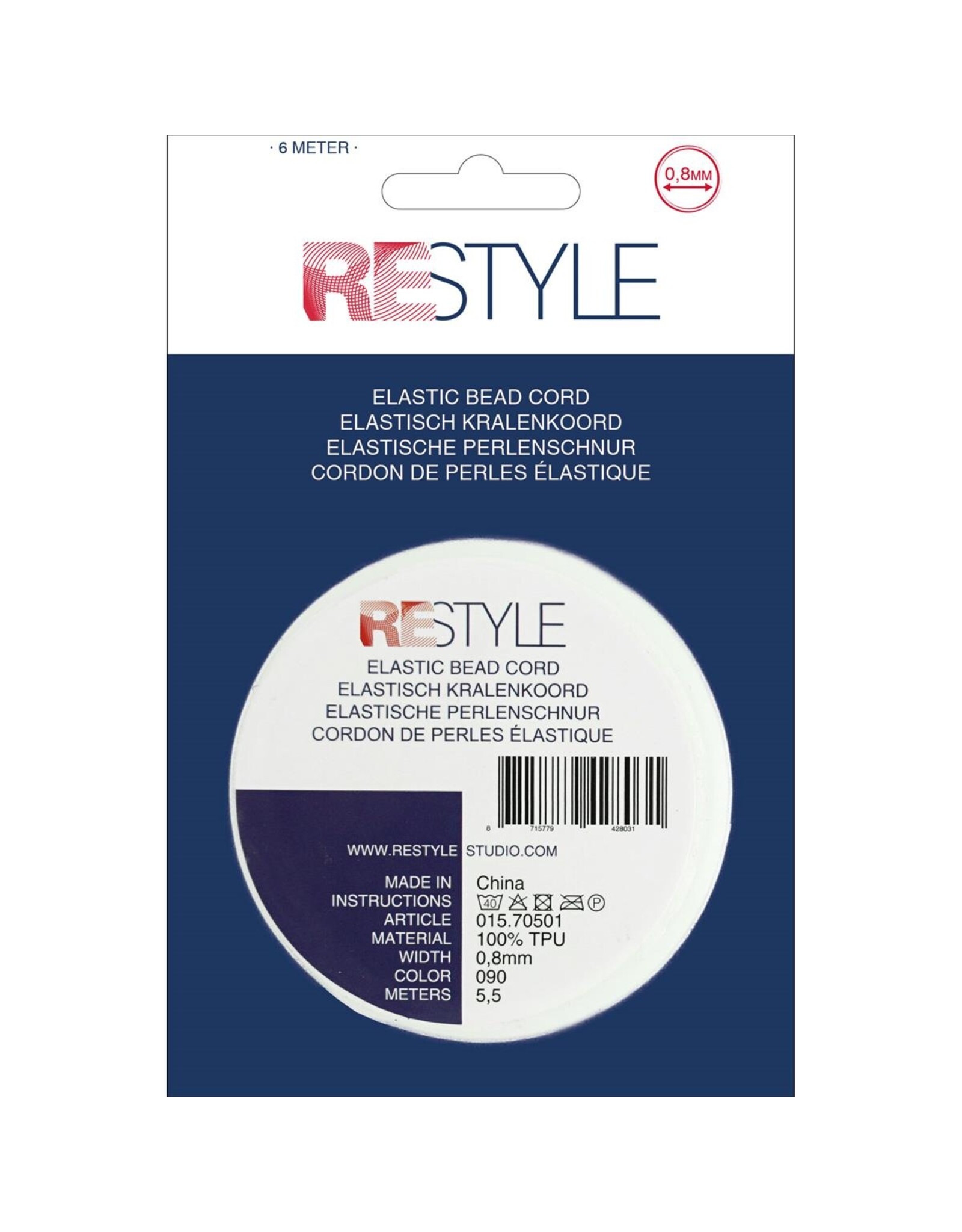 Restyle Restyle Elastisch kralenkoord 0,8mm - 6 meter