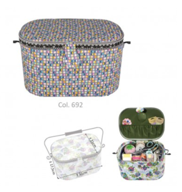 Mediac Naaidoos grijs met gekleurde bolletjes 21x31x17,5cm