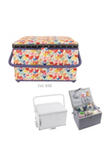 Mediac Naaidoos wit met gekleurde hartjes 21x28,5x19,5cm