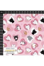 Stoffabrics Avalana Jersey poesjes roos