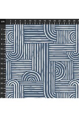 Stoffabrics Avalana Jersey Eco blauw met witte strepen