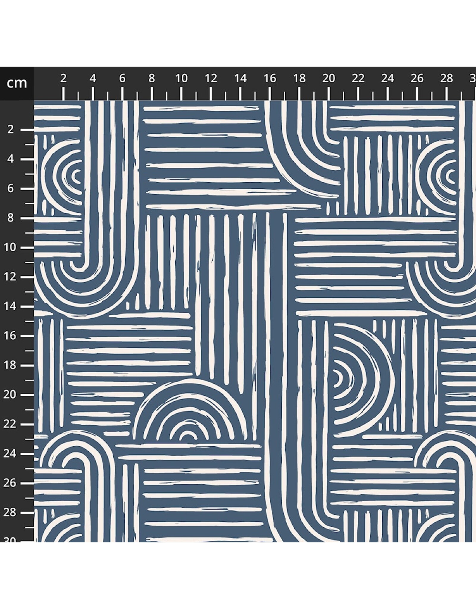 Stoffabrics Avalana Jersey Eco blauw met witte strepen