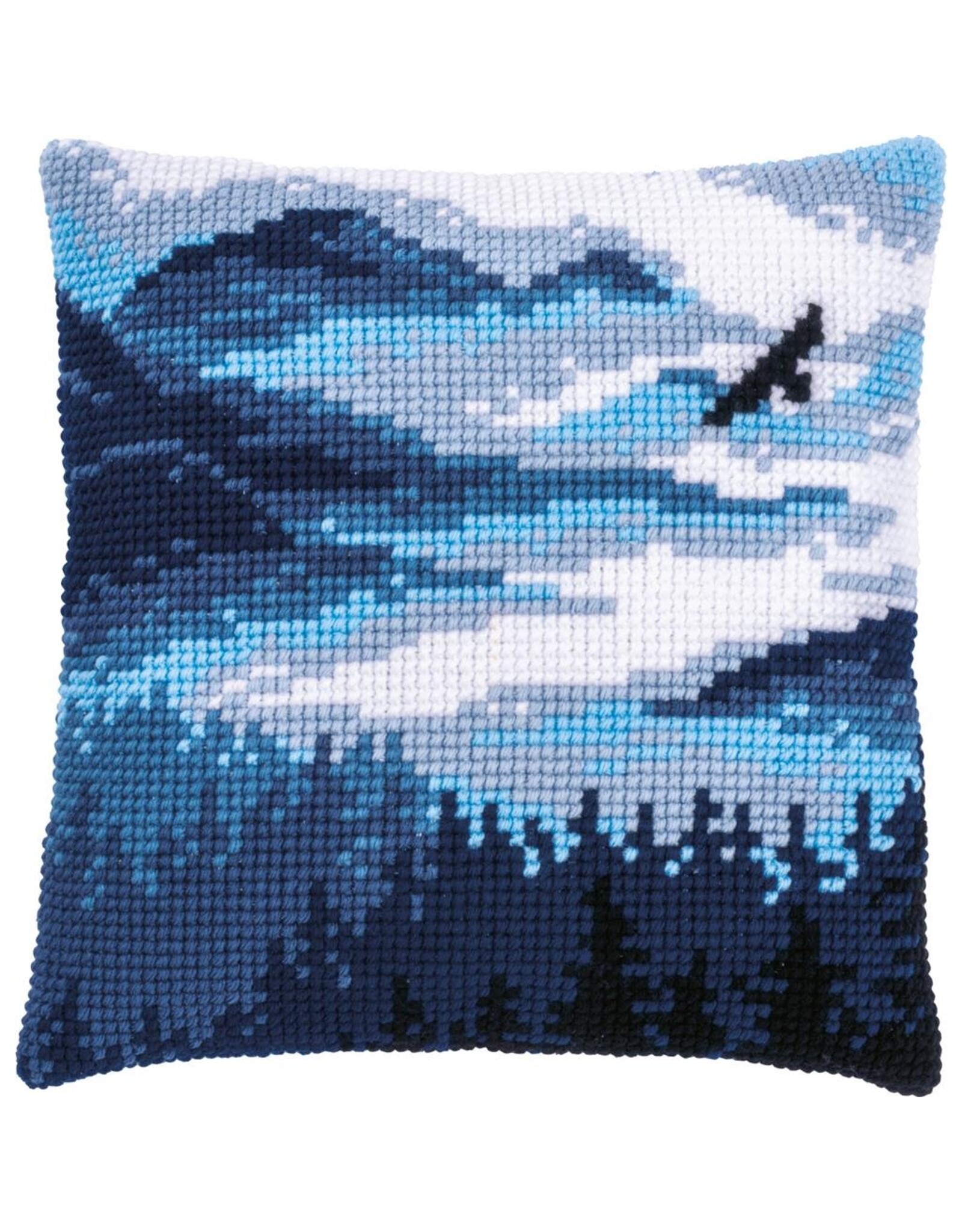 Vervaco Vervaco Kruissteekpakket kussen Blauw landschap