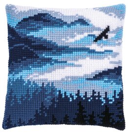 Vervaco Vervaco Kruissteekpakket kussen Blauw landschap