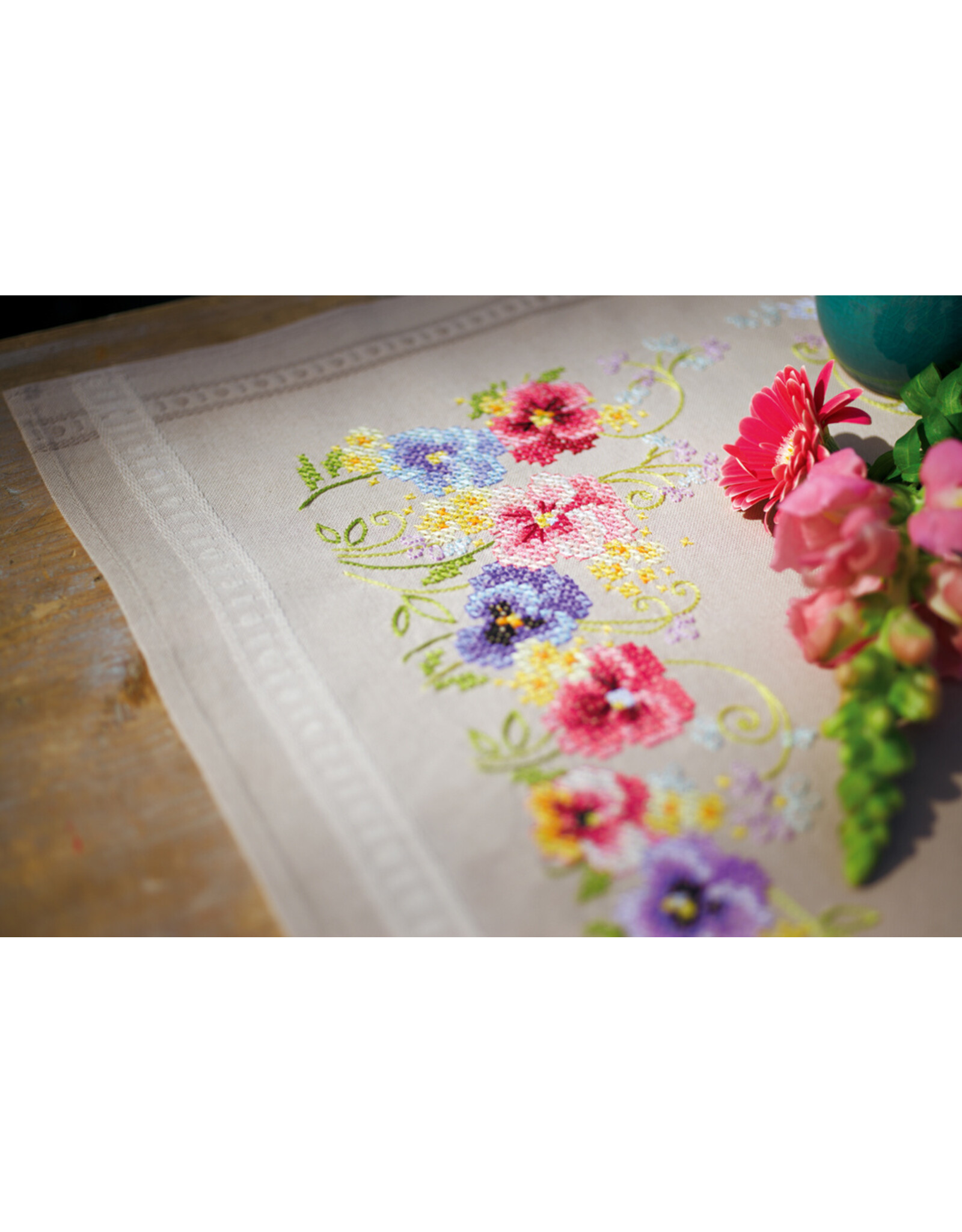 Vervaco Vervaco Borduurpakket Loper viooltjes 40x100cm