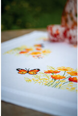 Vervaco Vervaco Borduurpakket tafelkleed Oranje bloemen en vlinders 80x80cm