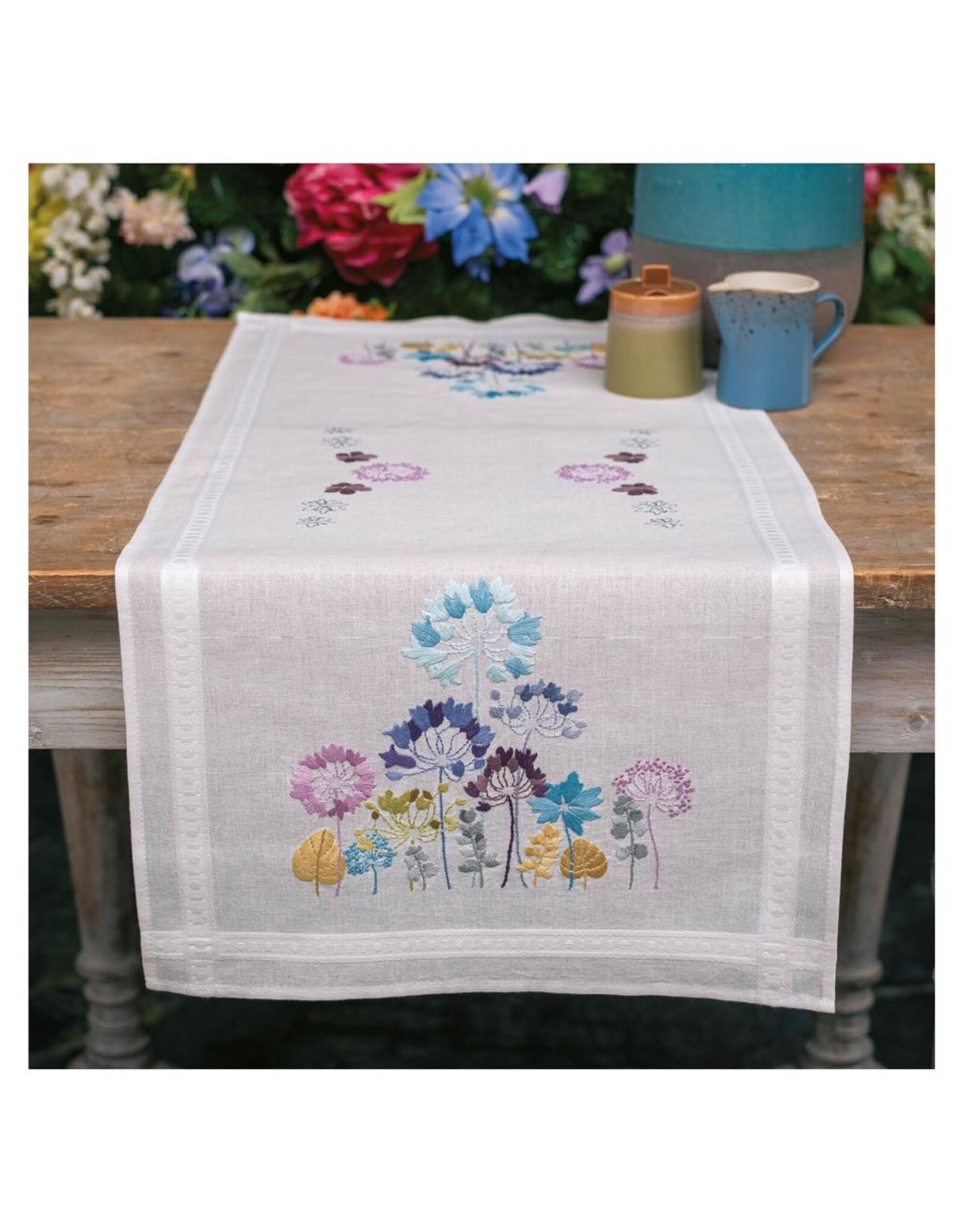 Vervaco Vervaco Borduurpakket loper Allium in blauw en paars 40x100cm