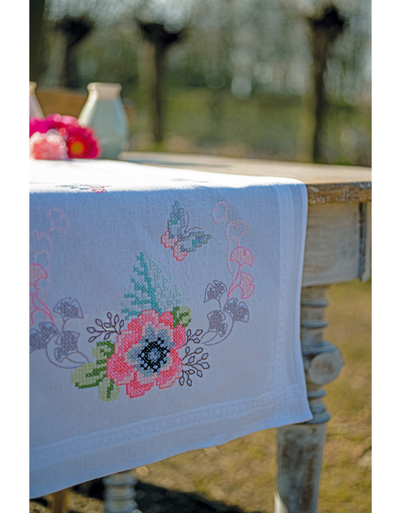 Vervaco Vervaco Borduurpakket loper pastel bloemen 40x100cm