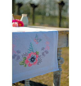 Vervaco Vervaco Borduurpakket loper pastel bloemen 40x100cm