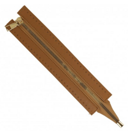 Mediac Mediac Sierrits tas gouden tandjes 25 cm lichtbruin