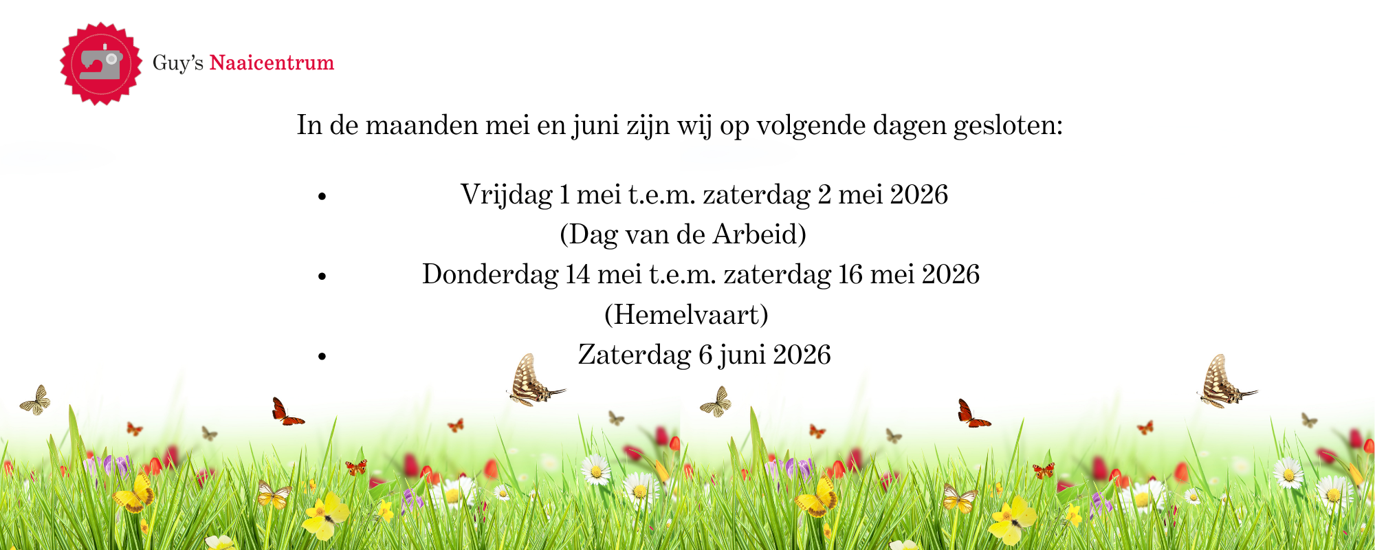 Sluiting mei juni 2026