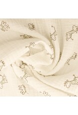 Double cotton crush print wit met girafjes