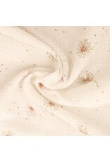 Double cotton crush print wit met bloempjes