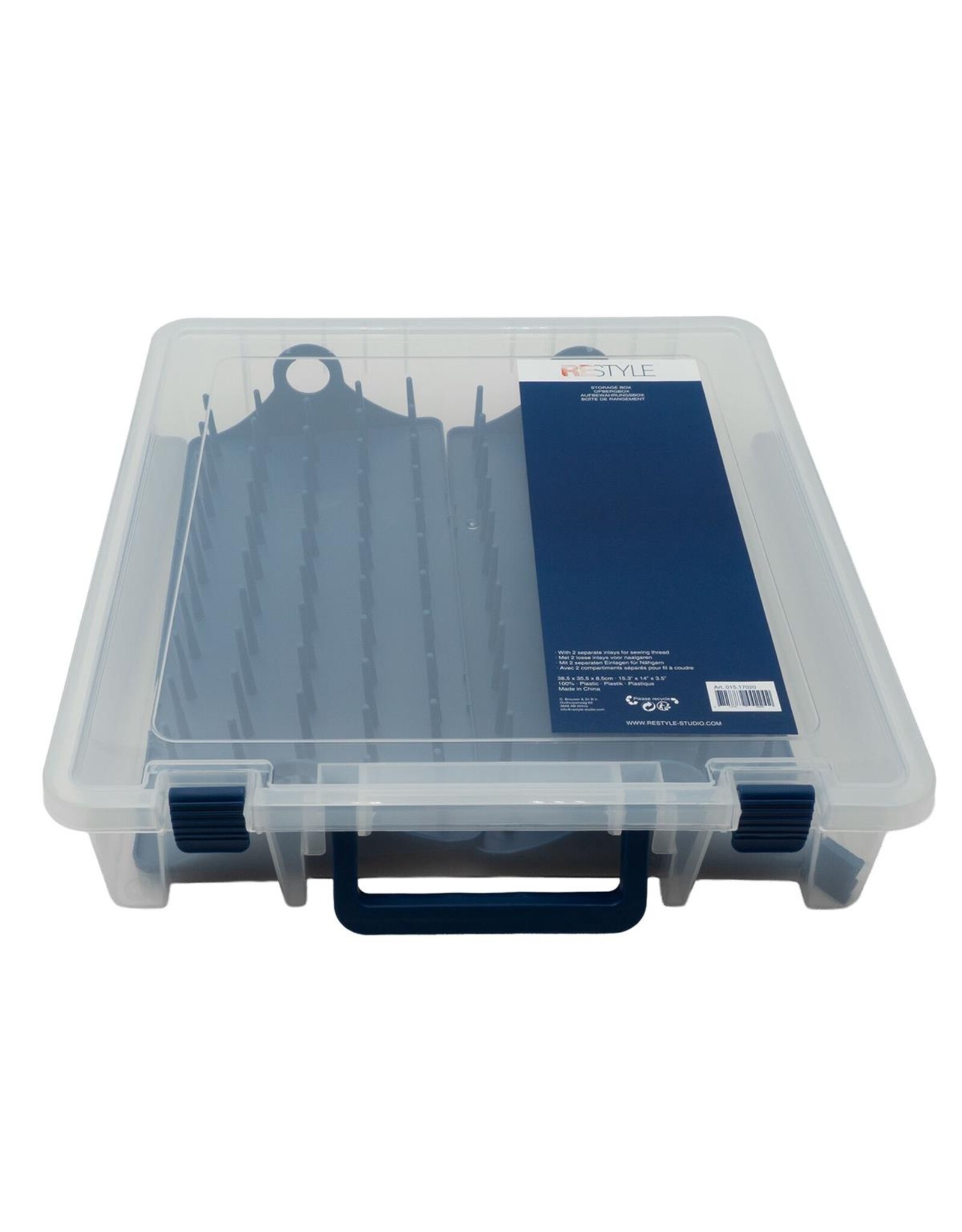 Restyle Restyle opbergbox 38,5 x 35,5 x 8,5cm met 2 losse inlays voor naaigaren