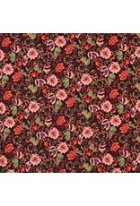 Jersey Digital Flowers burgundy