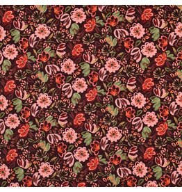 Jersey Digital Flowers burgundy