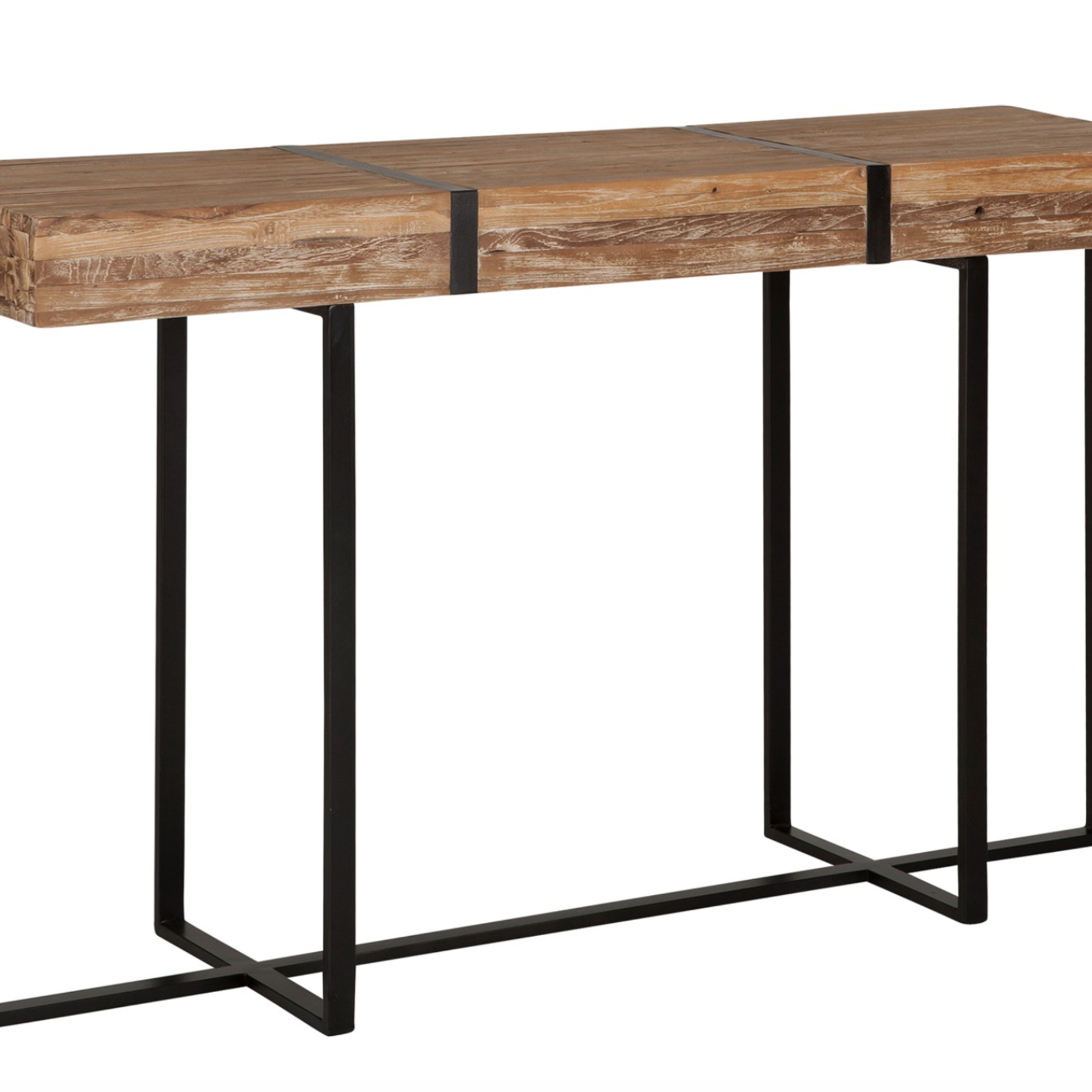 DTP Import DTP IMPORT - Console table bumper 80x140x40cm teak and iron white wash