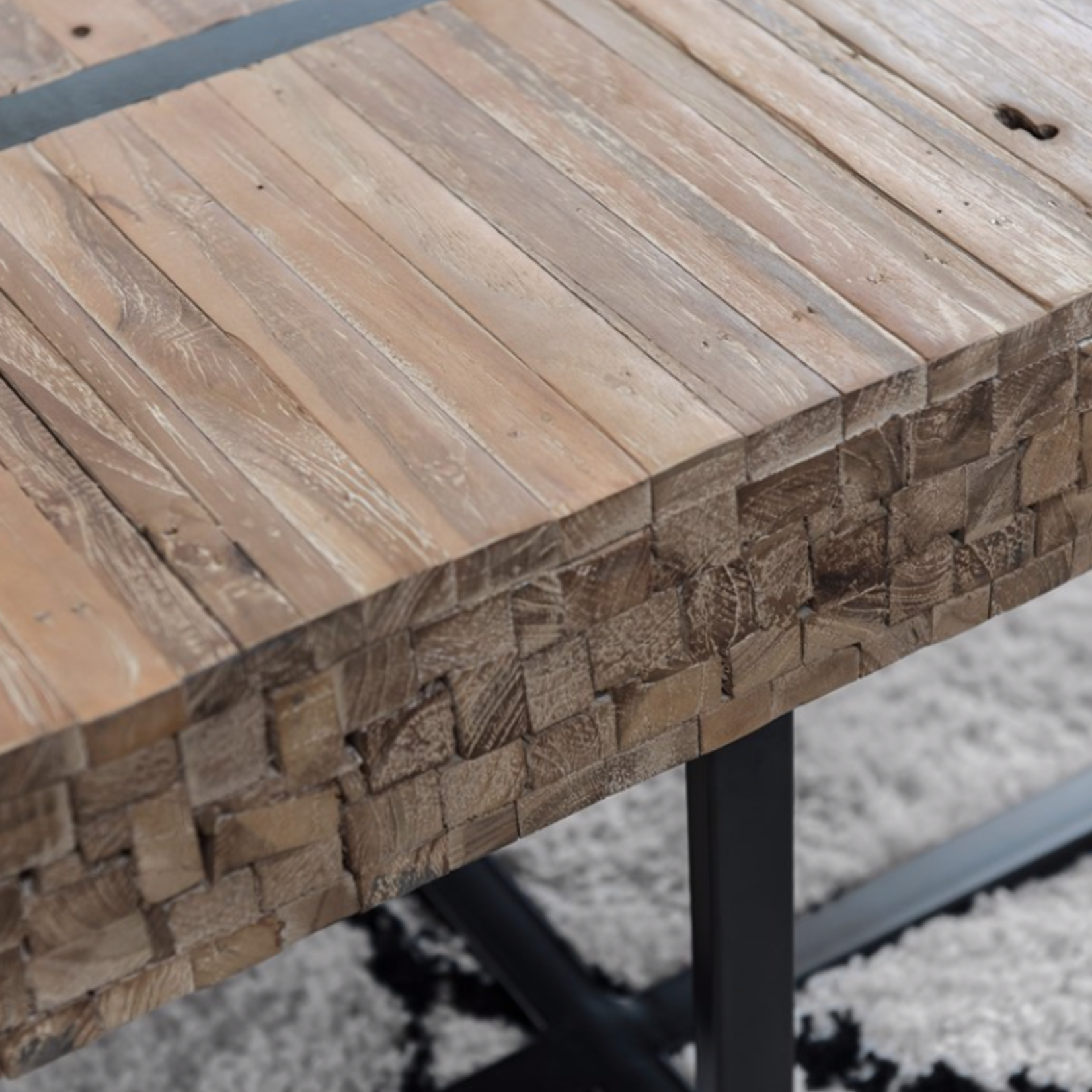 DTP Import DTP IMPORT - Console table bumper 80x140x40cm teak and iron white wash