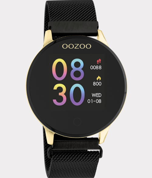 OOZOO OOZOO - Smartwatch Mesh band zwart met Goud Q00122