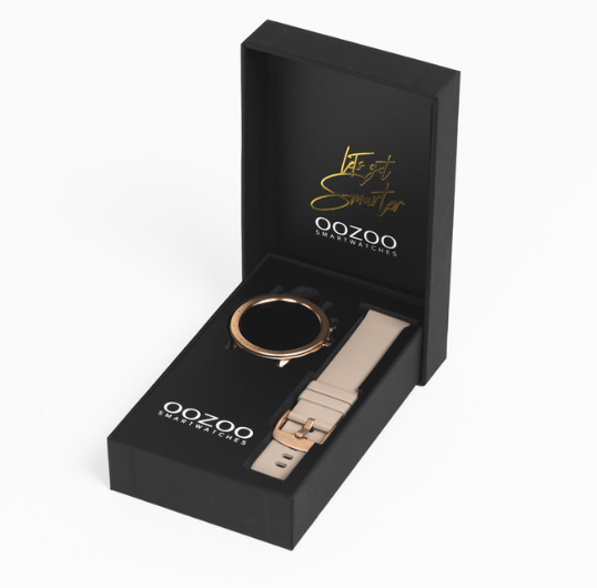 OOZOO OOZOO Smartwatches - unisex - Q00308 metalen mesh armband zwart met rosé goud gekleurde kast