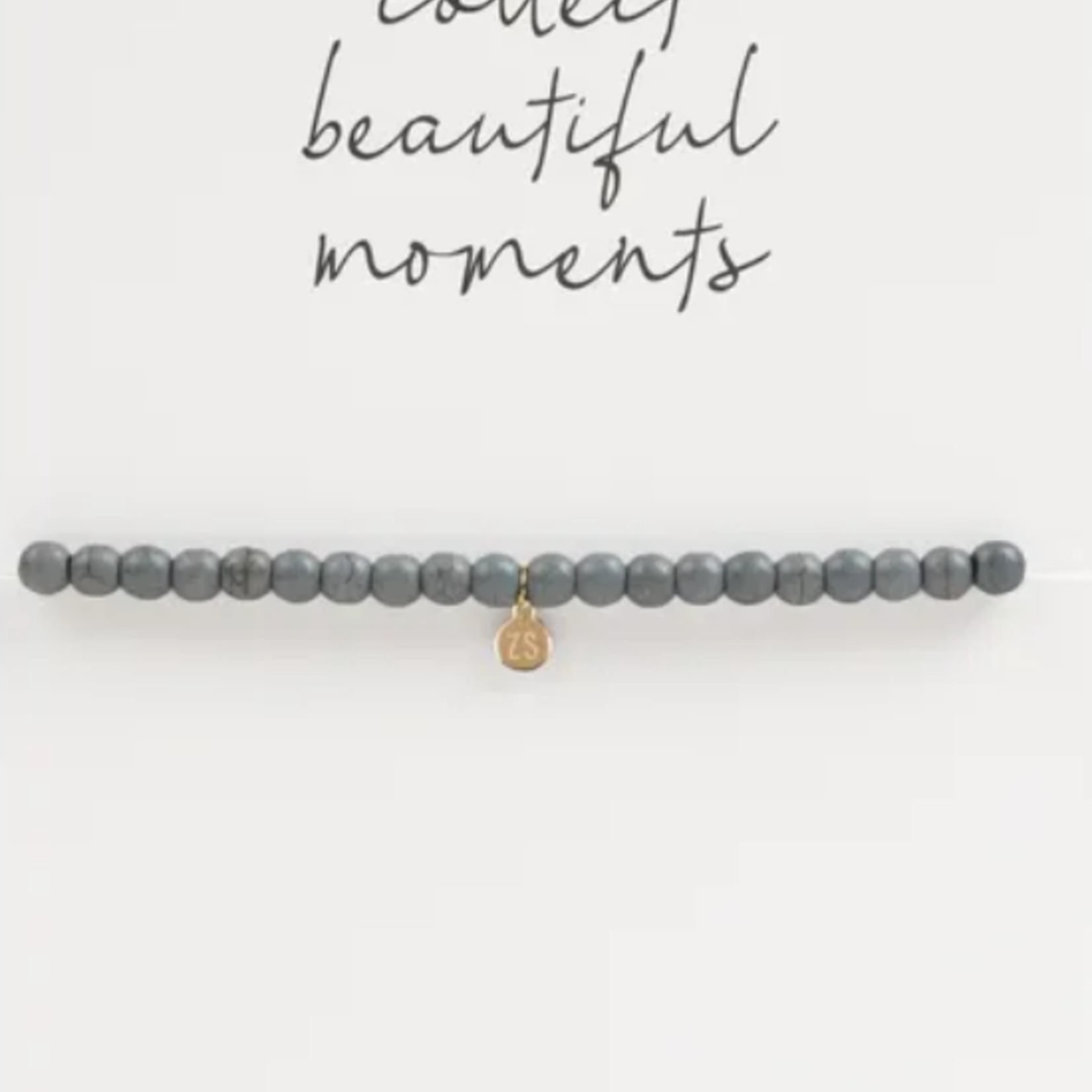 ZUSSS ZUSSS - Kralenarmbandje rond grijs/blauw