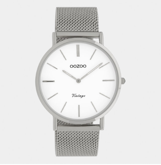 OOZOO OOZOO - Horloge met mesh band zilver met zilver horlogekast C9901