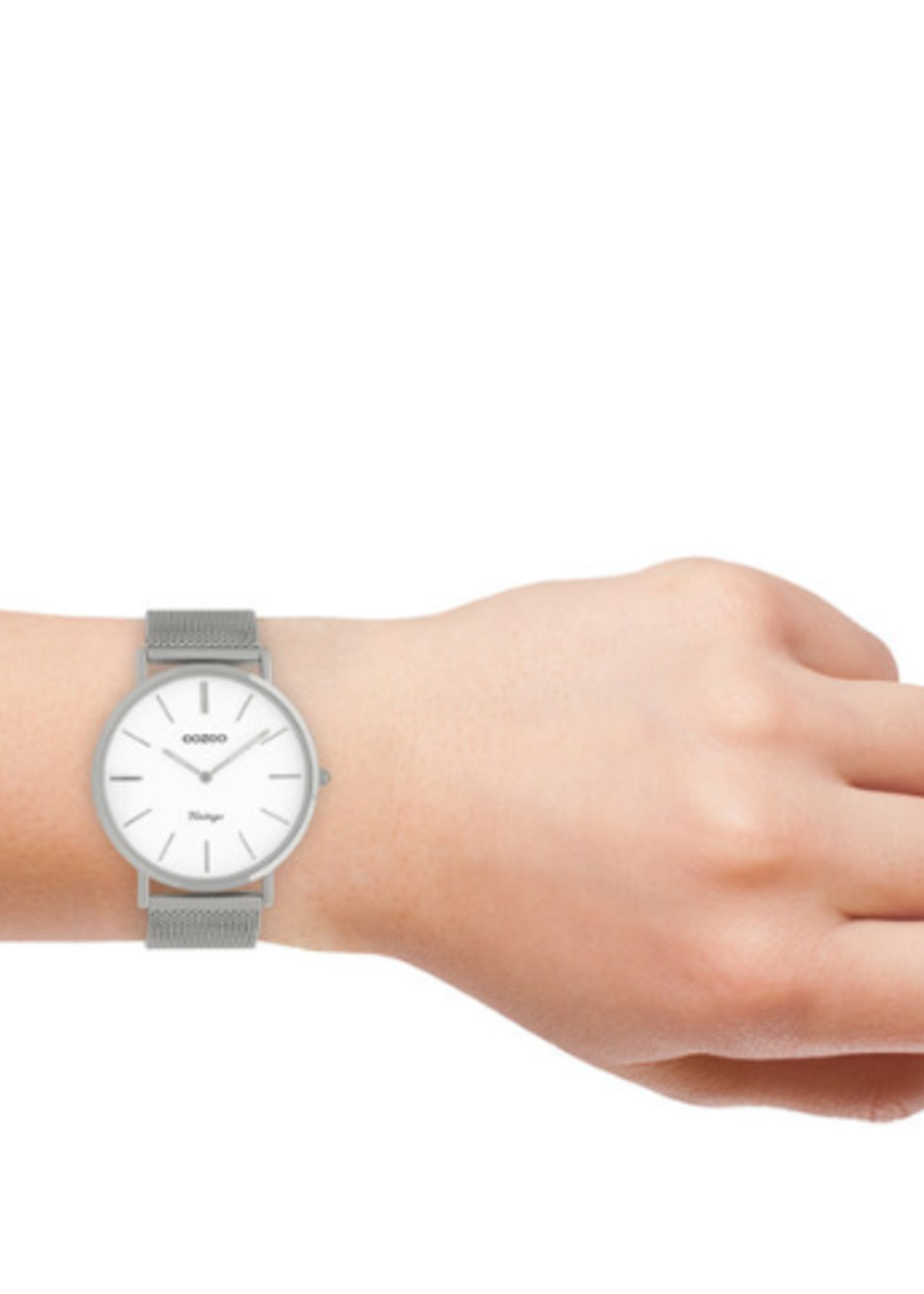 OOZOO OOZOO - Horloge met mesh band zilver met zilver horlogekast C9901