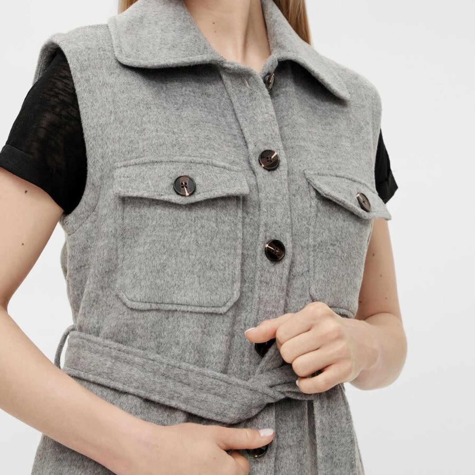 OBJECT OBJECT - Owen Lang mouwloos vest grijs MAAT 40