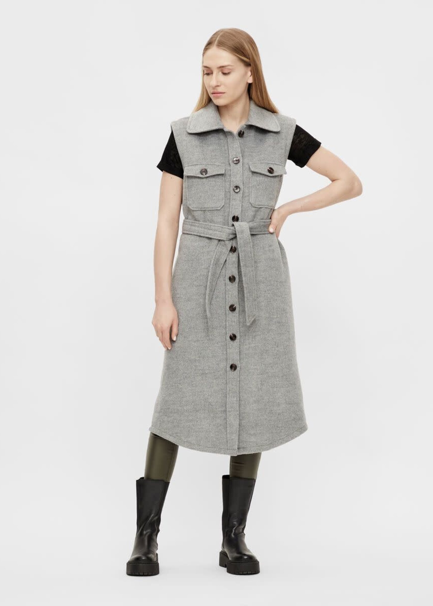 OBJECT OBJECT - Owen Lang mouwloos vest grijs MAAT 40