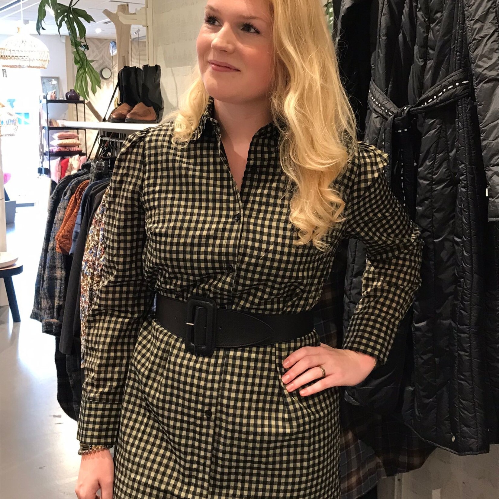 YDENCE YDENCE - Jurk Paola khaki check