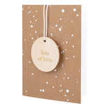 ZUSSS ZUSSS - Wenskaart met houten tag lots of love kaki