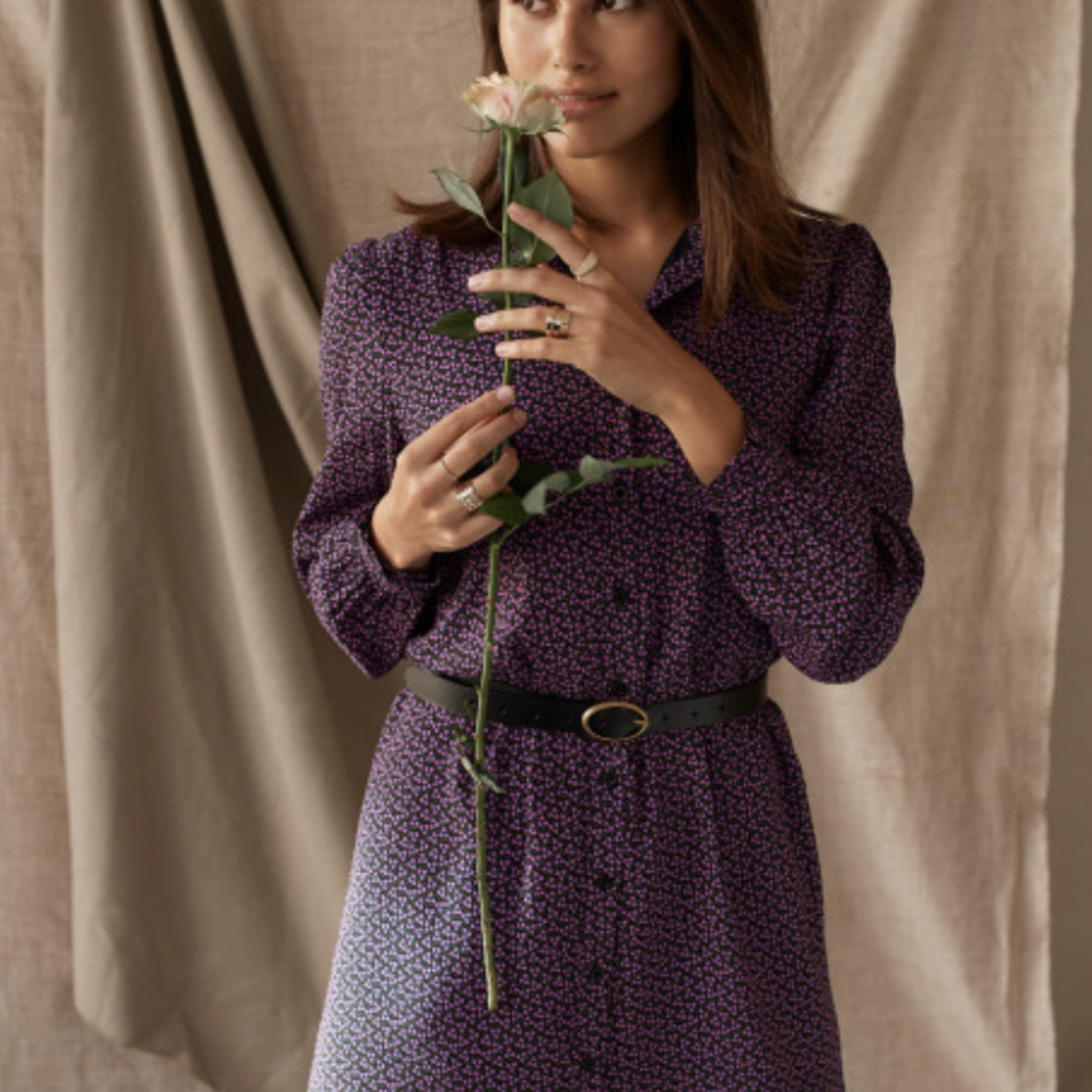 YDENCE YDENCE - Dress Brandy feather print MAAT M