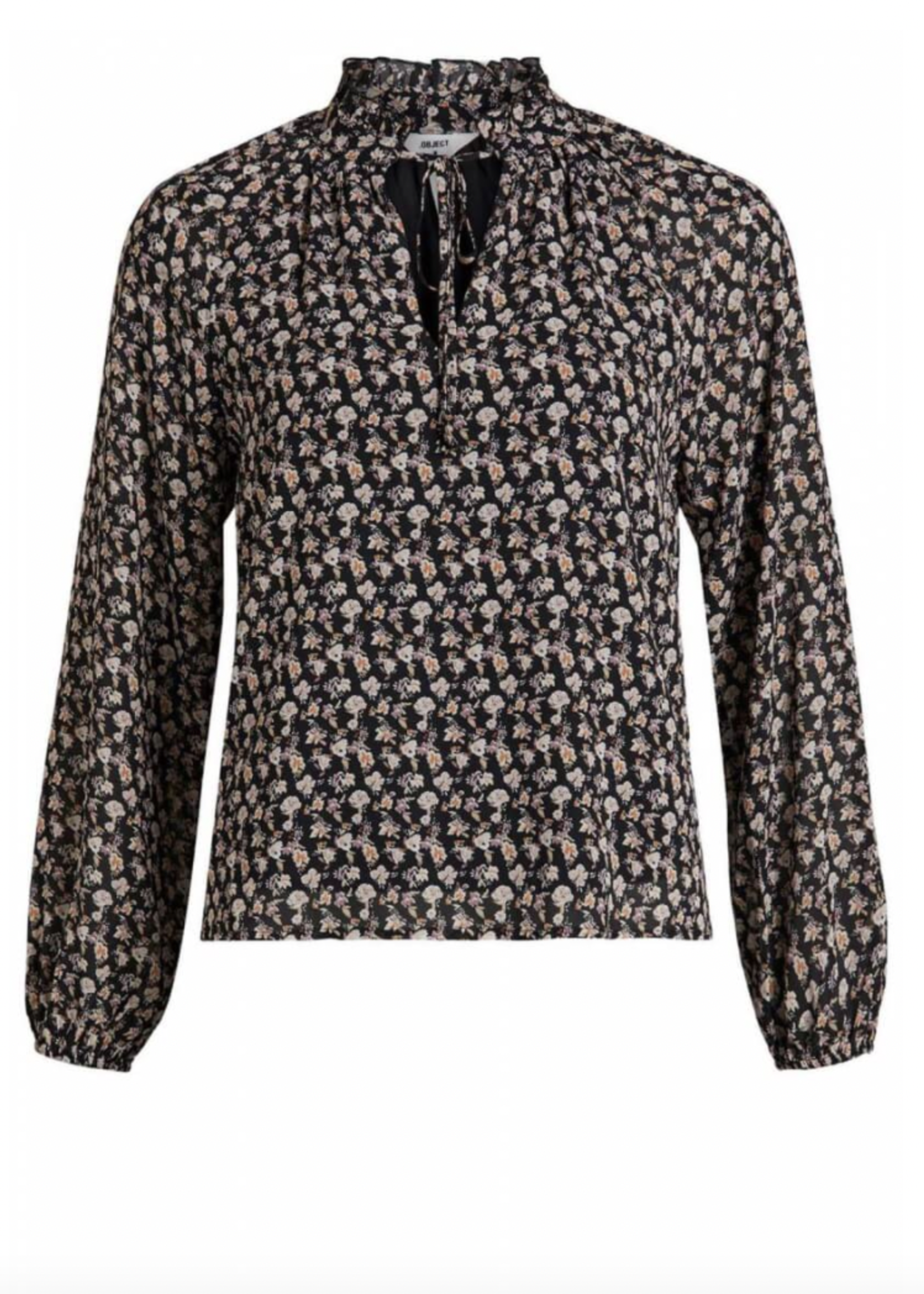 OBJECT OBJECT - Mila ruffle top noos zwart met bloemen