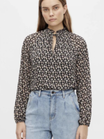 OBJECT OBJECT - Mila ruffle top noos zwart met bloemen