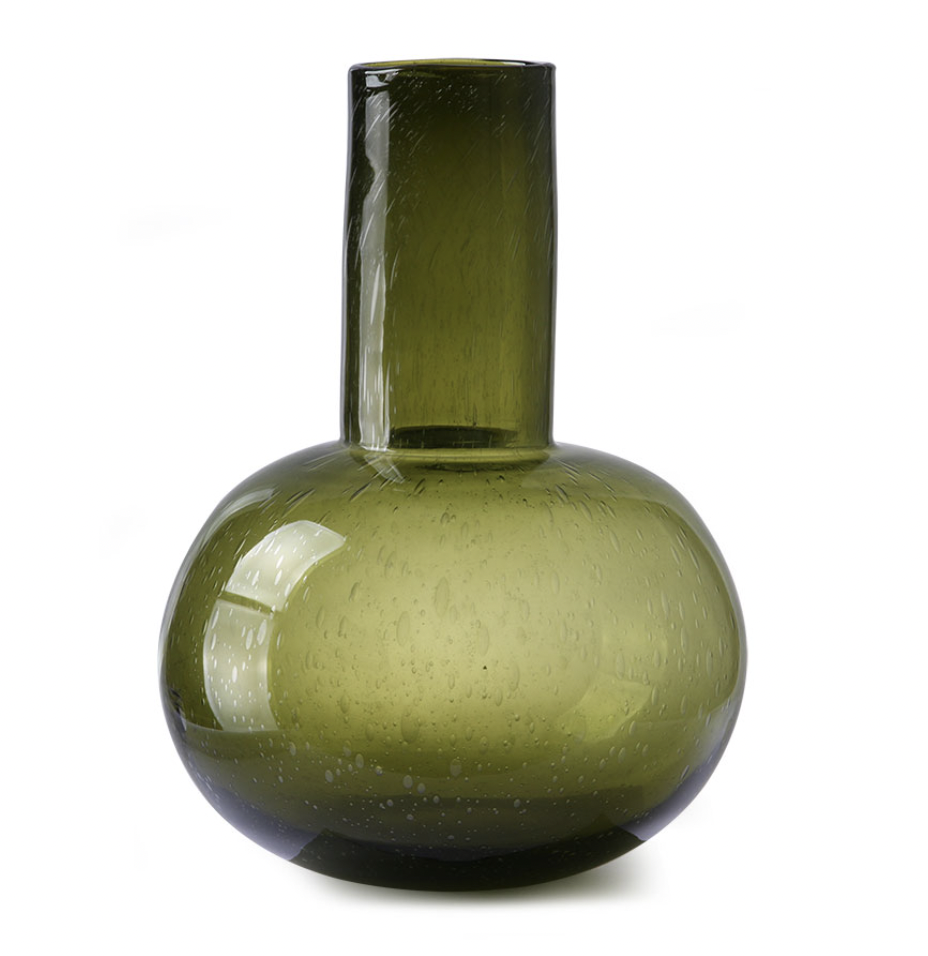 Spruit Sandalen Aanvankelijk HK LIVING - Vaas Groen geblazen glas AGL4462 - Studio Ndrie8