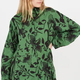 OBJECT OBJECT - Billie longshirt artichoke groen met zwarte bloem Maat 40