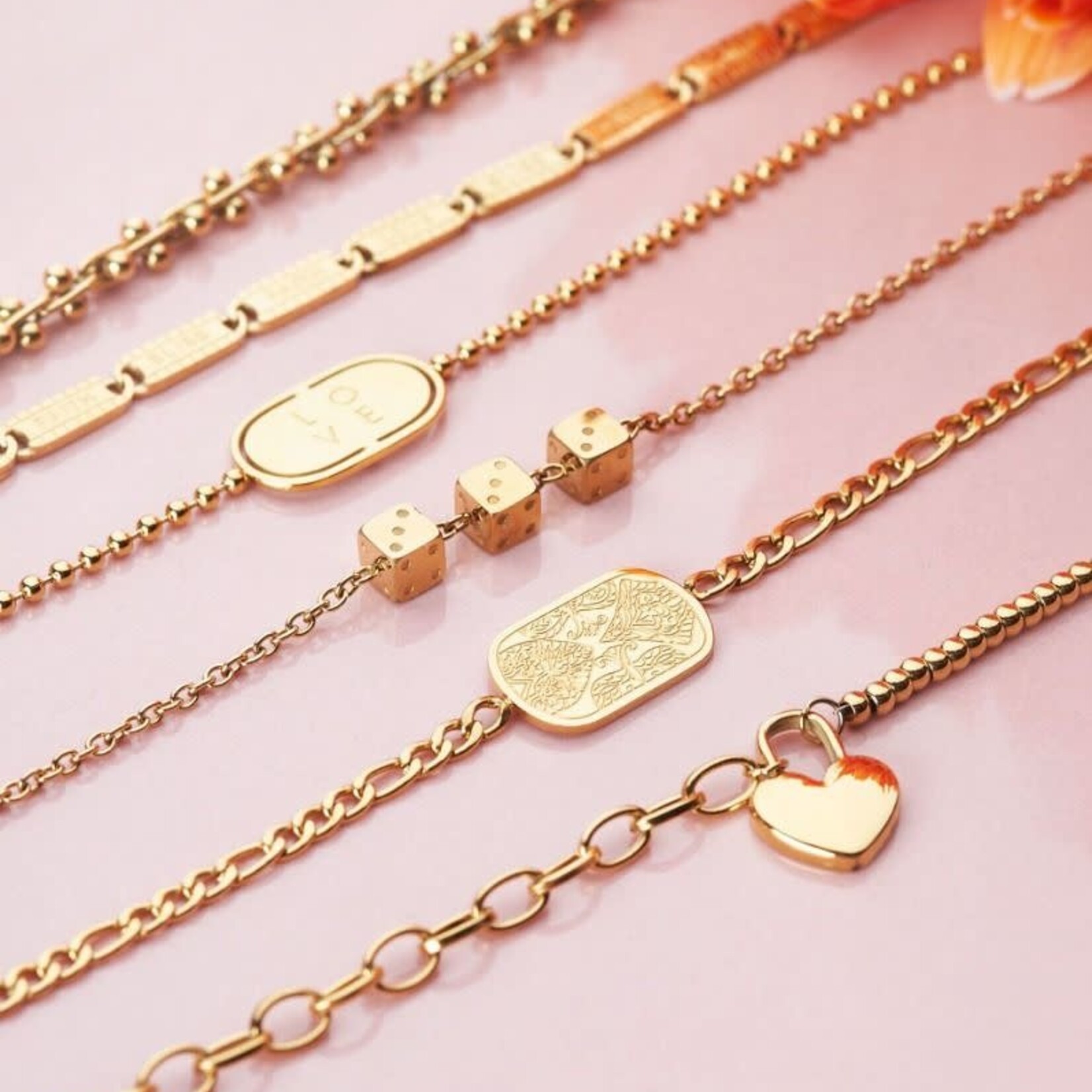 MY JEWELLERY MY JEWELLERY - Schakelarmband met plaatje goud