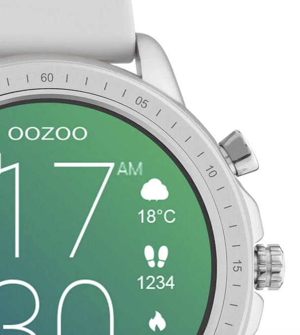 OOZOO OOZOO - Smartwatch zilver met rubberen band steengrijs Q00311