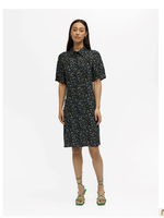 OBJECT OBJECT - Jurk Janni 2/4  zwart met bloemen blauw groen