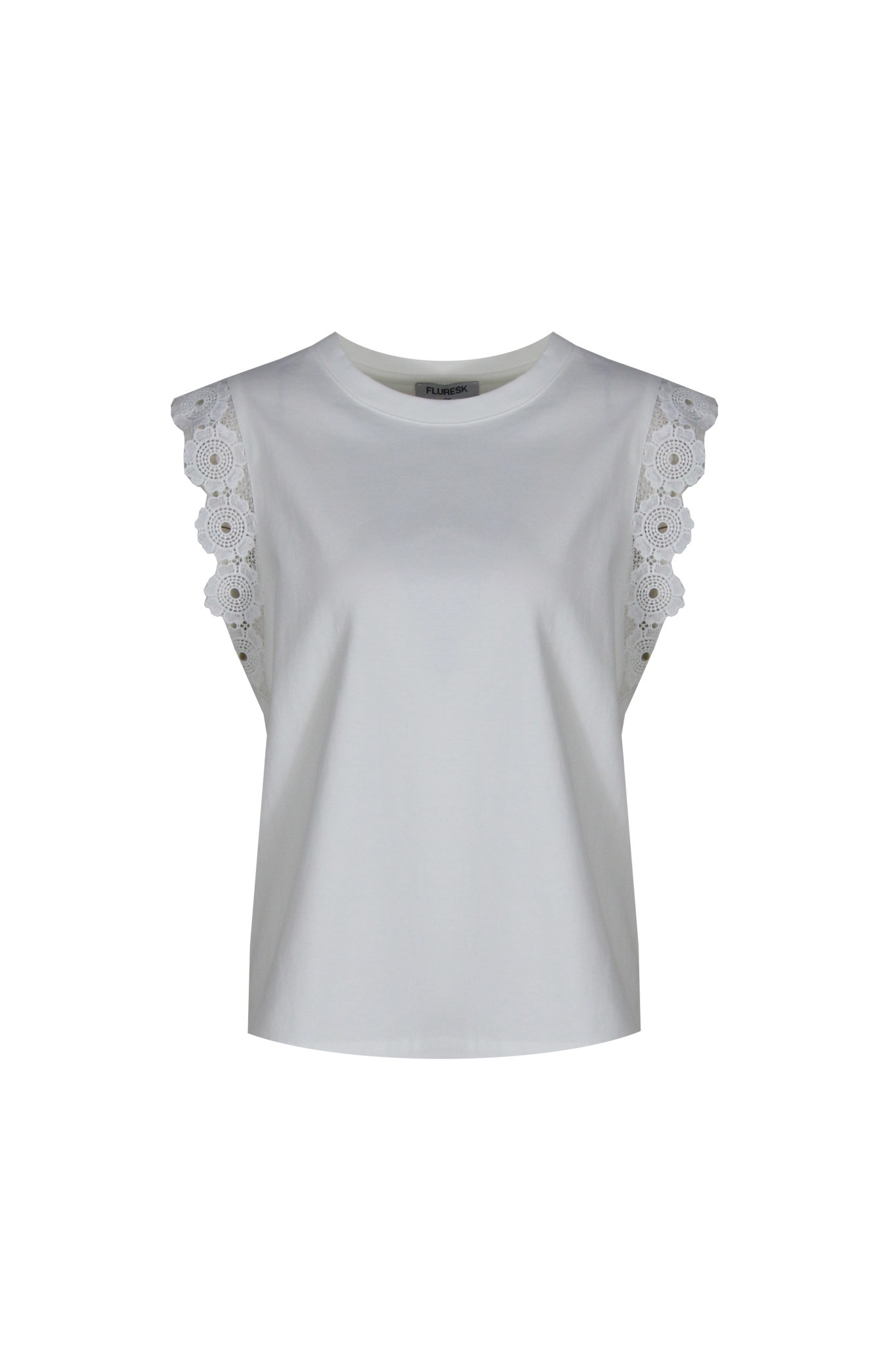 FLURESK FLURESK - Top Emerson offwhite met kant MAAT 38