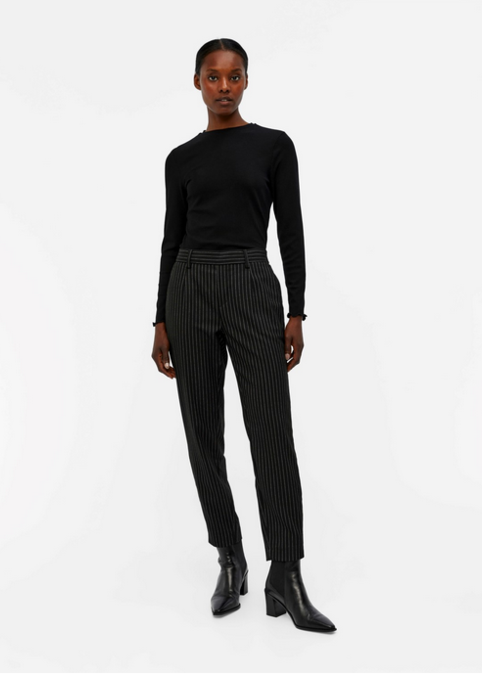 OBJECT OBJECT - Broek Lisa zwart krijtstreep