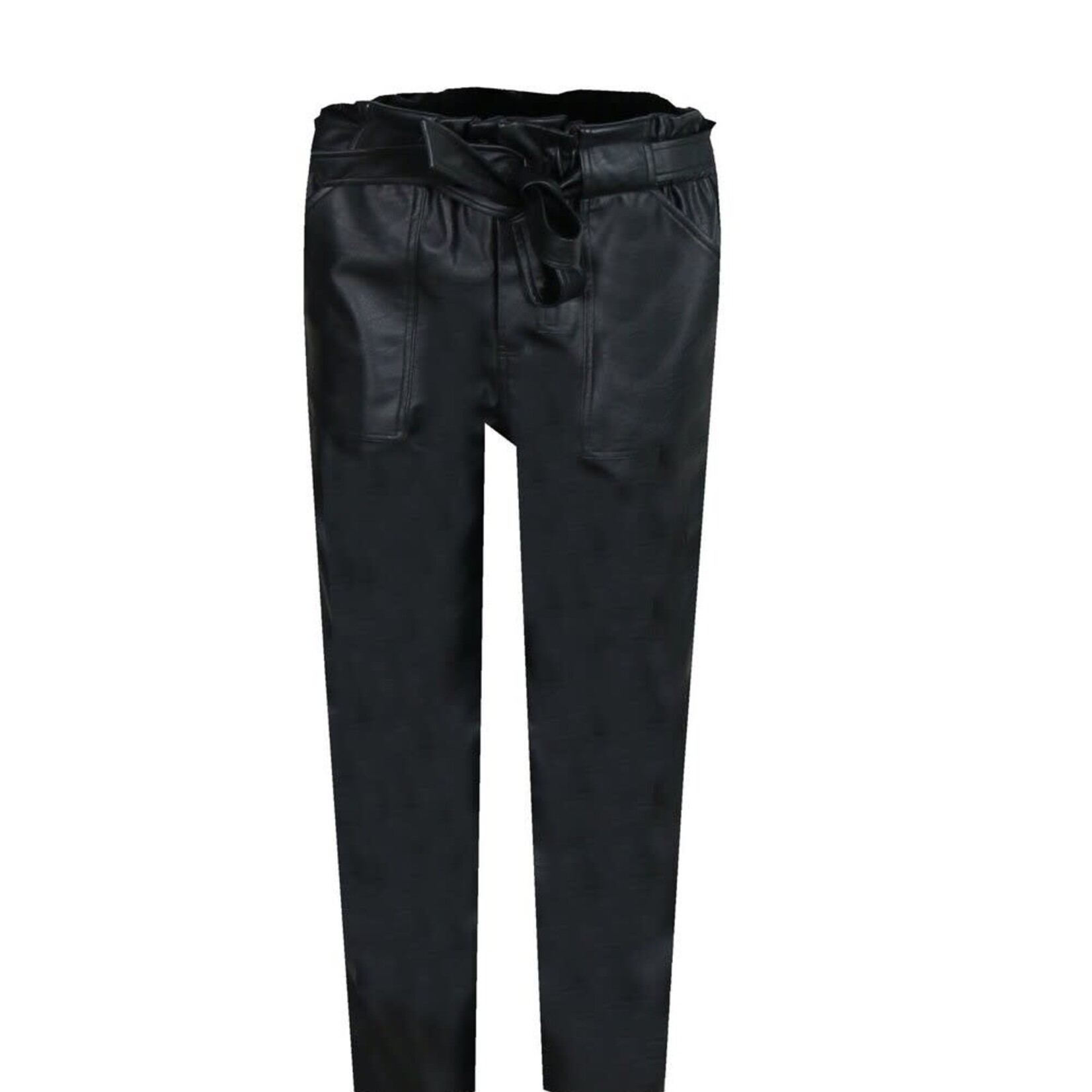 FLURESK FLURESK - Broek Bobby zwart leatherlook MAAT 44