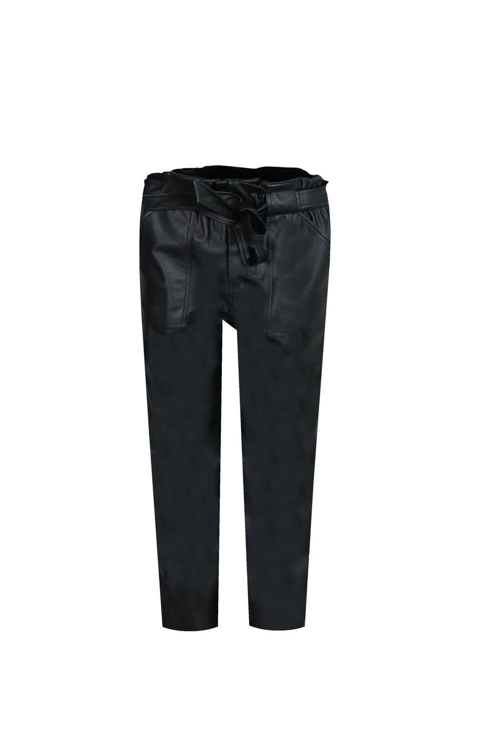 FLURESK FLURESK - Broek Bobby zwart leatherlook