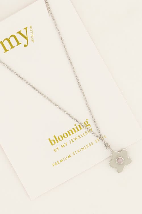 MY JEWELLERY MY JEWELLERY - Blooming ketting met Rose Quartz steen zilver of goud